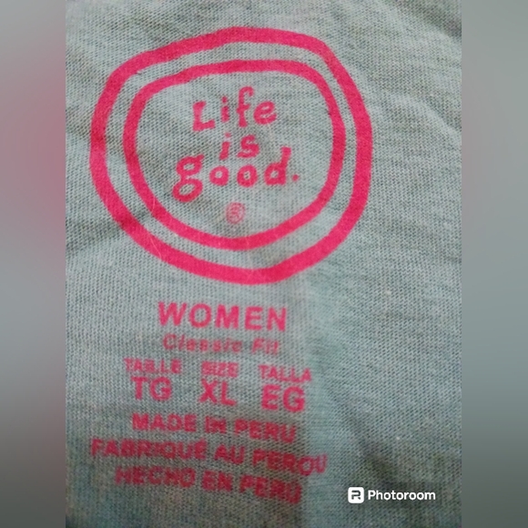 LIFE IS GOOD tee.  RARE FIND.  Womens.  Teal blue.  Size XL. - Picture 3 of 7